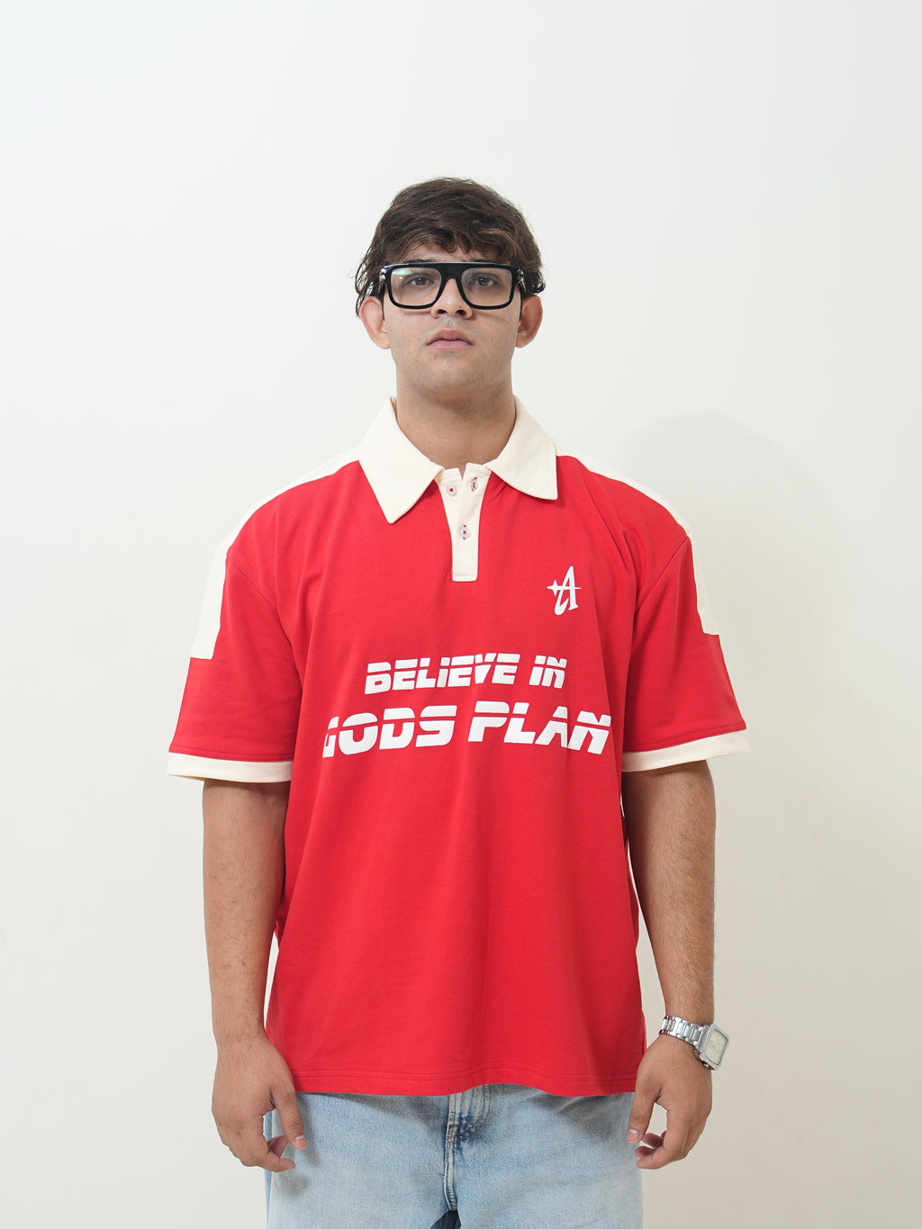 Believe In Gods Plan Oversized Polo T-Shirt