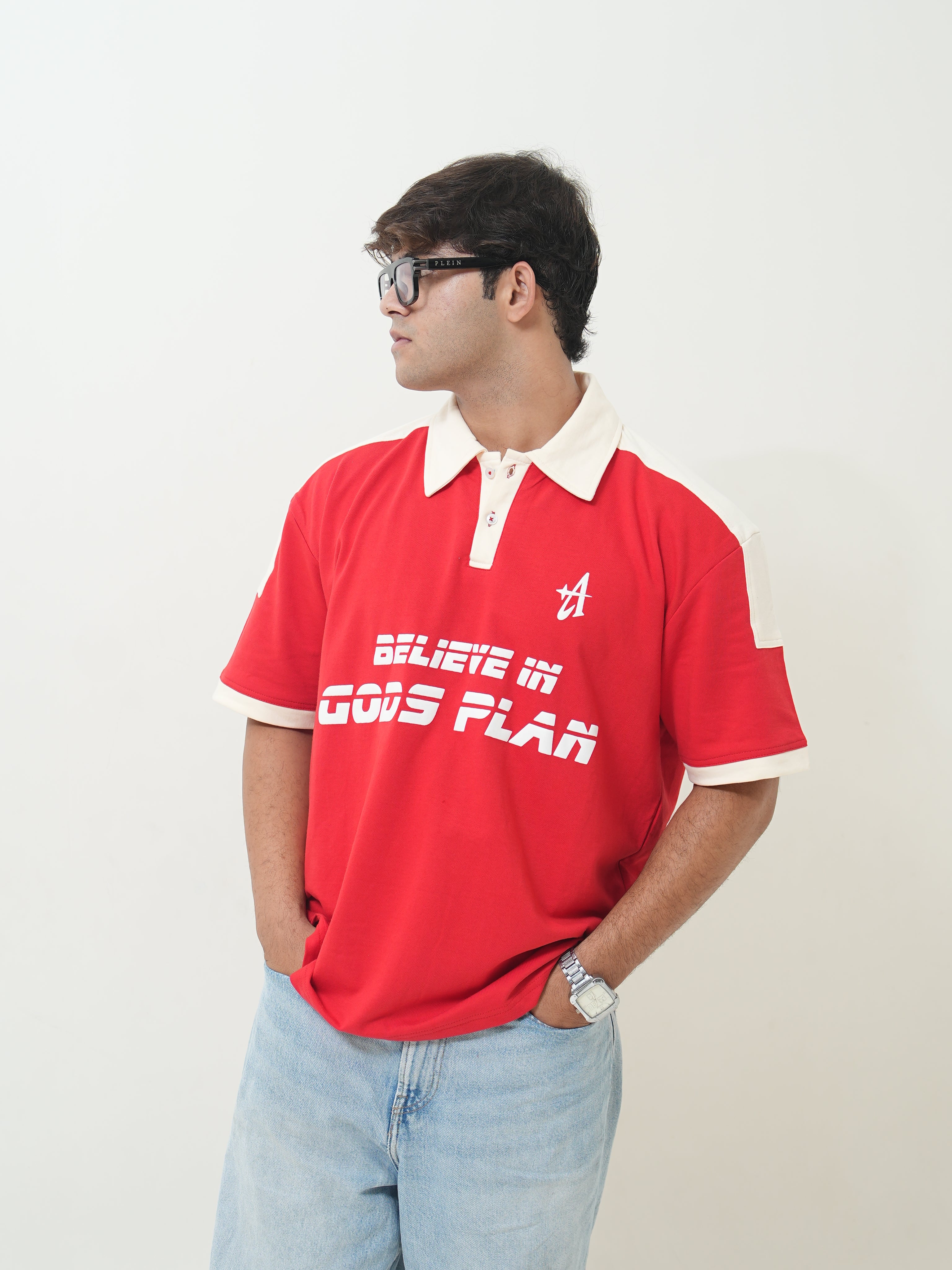 Believe In Gods Plan Oversized Polo T-Shirt