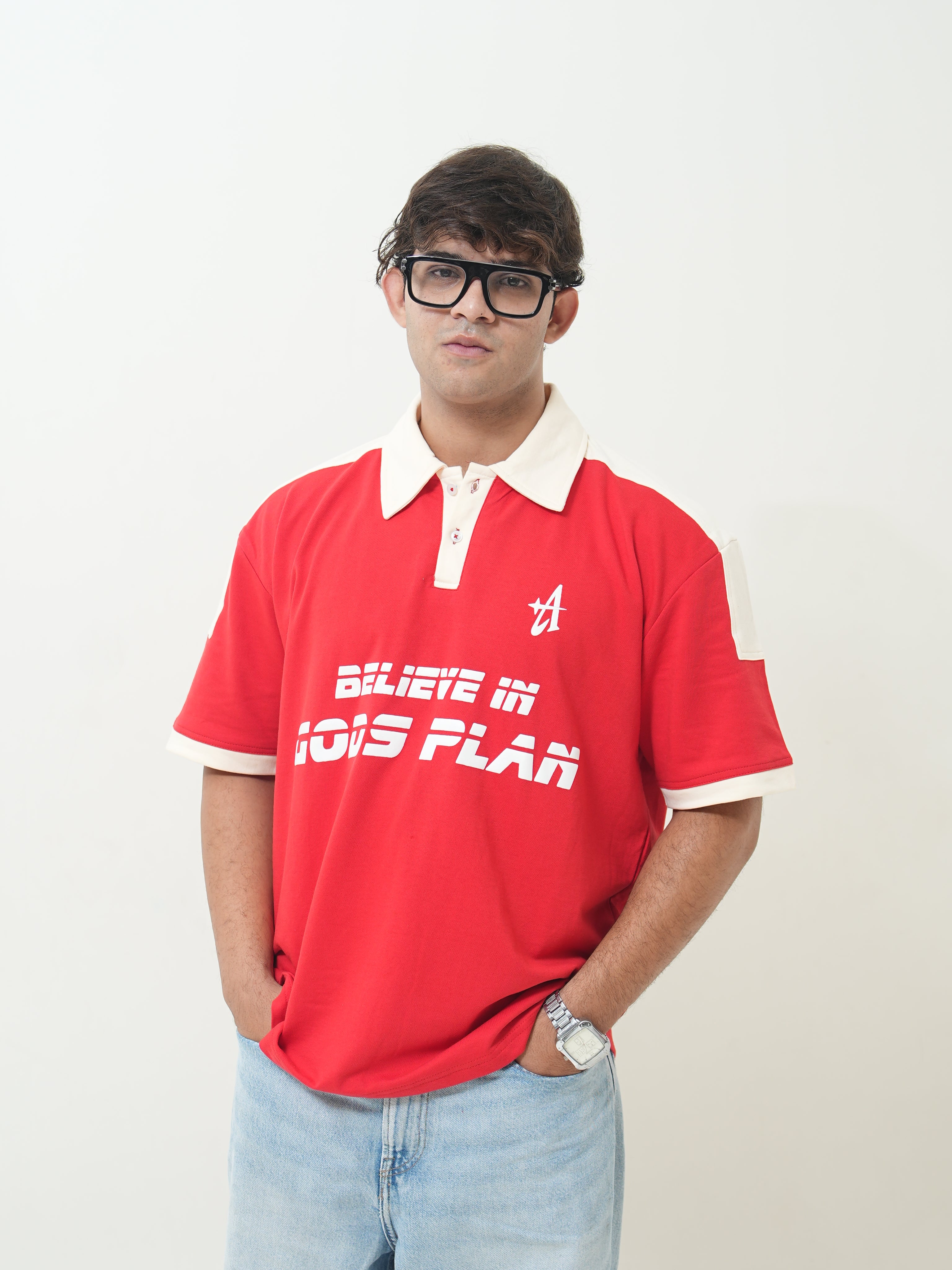 Believe In Gods Plan Oversized Polo T-Shirt