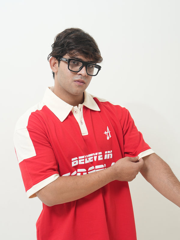 Believe In Gods Plan Oversized Polo T-Shirt - Image 3