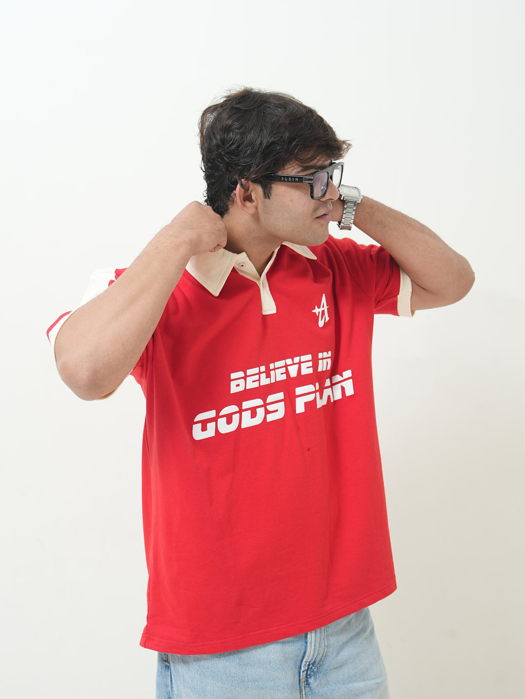 Believe In Gods Plan Oversized Polo T-Shirt