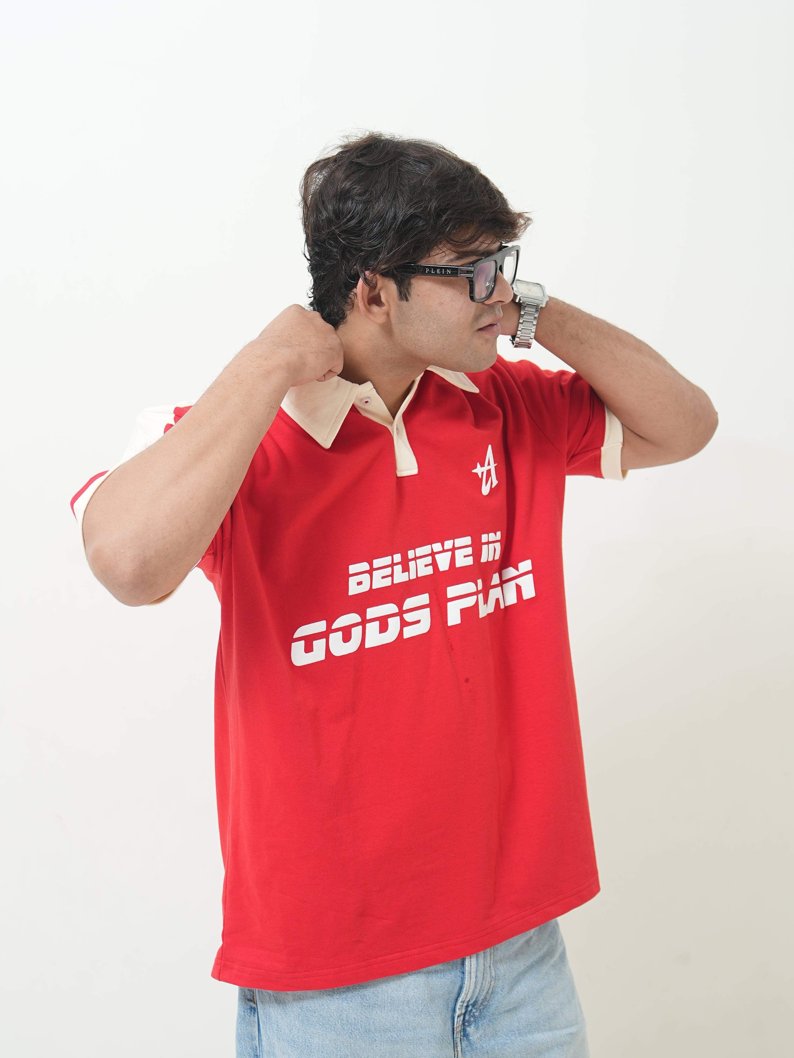 Believe In Gods Plan Oversized Polo T-Shirt