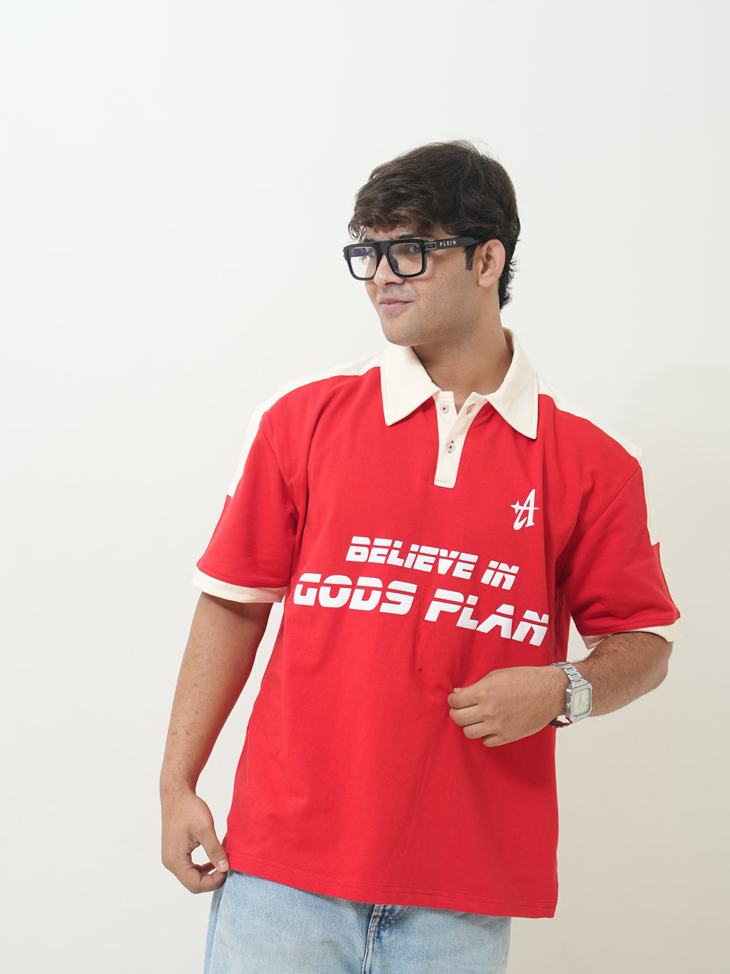 Believe In Gods Plan Oversized Polo T-Shirt