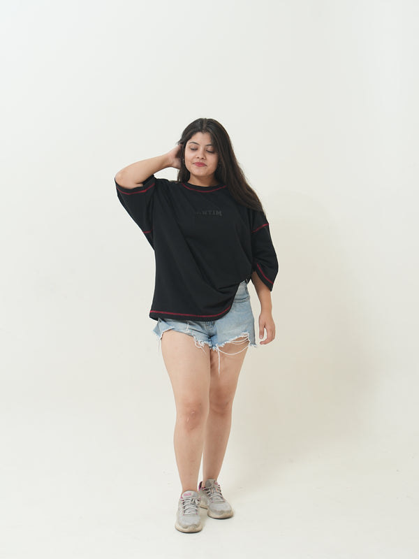 Antim Contrast Stitch Boxy Tee - Image 1