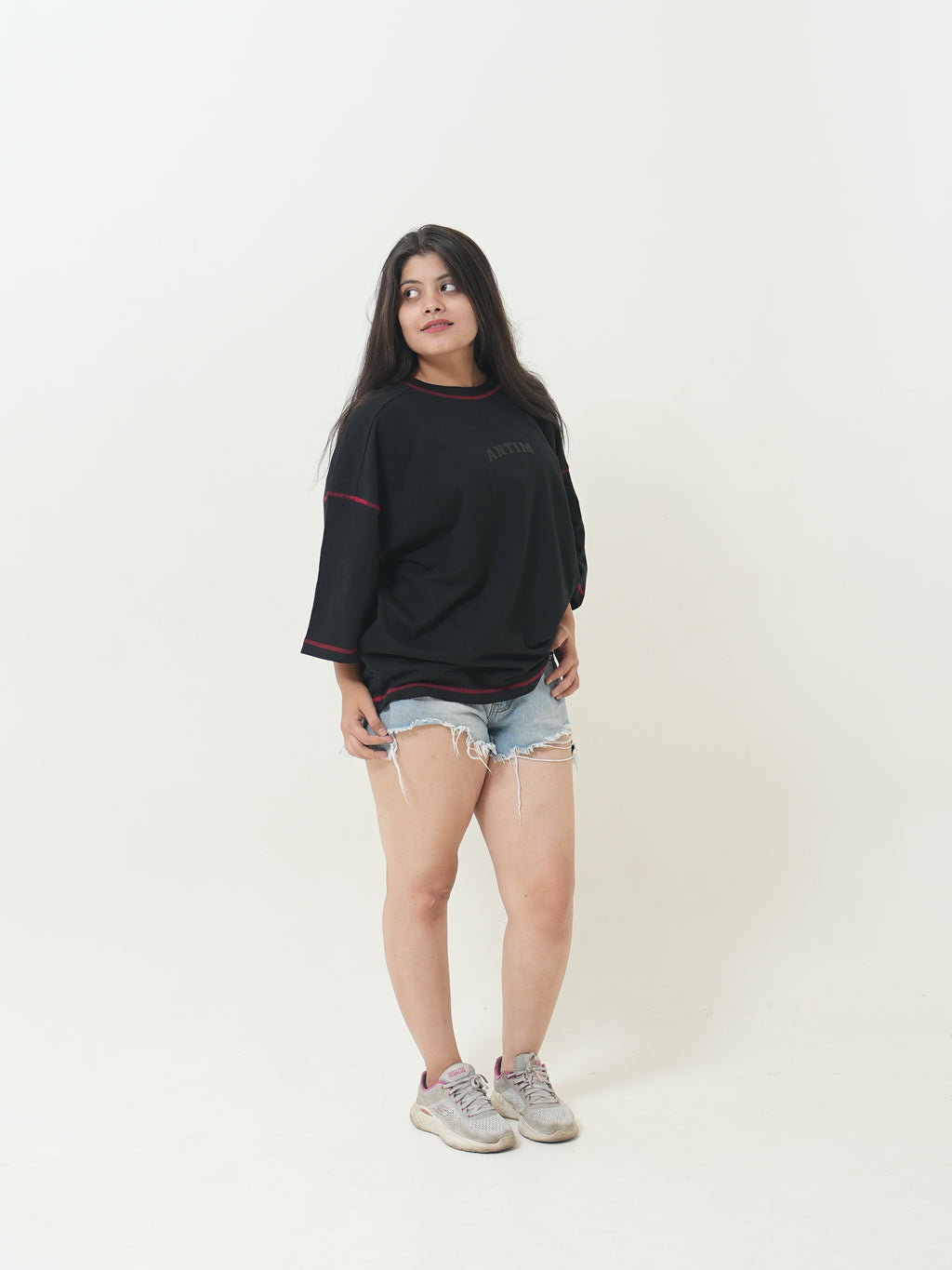 Antim Contrast Stitch Boxy Tee